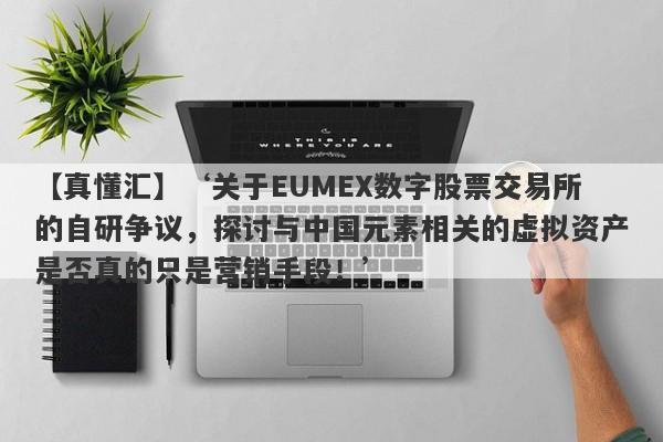 【真懂汇】‘关于EUMEX数字股票交易所的自研争议，探讨与中国元素相关的虚拟资产是否真的只是营销手段！’